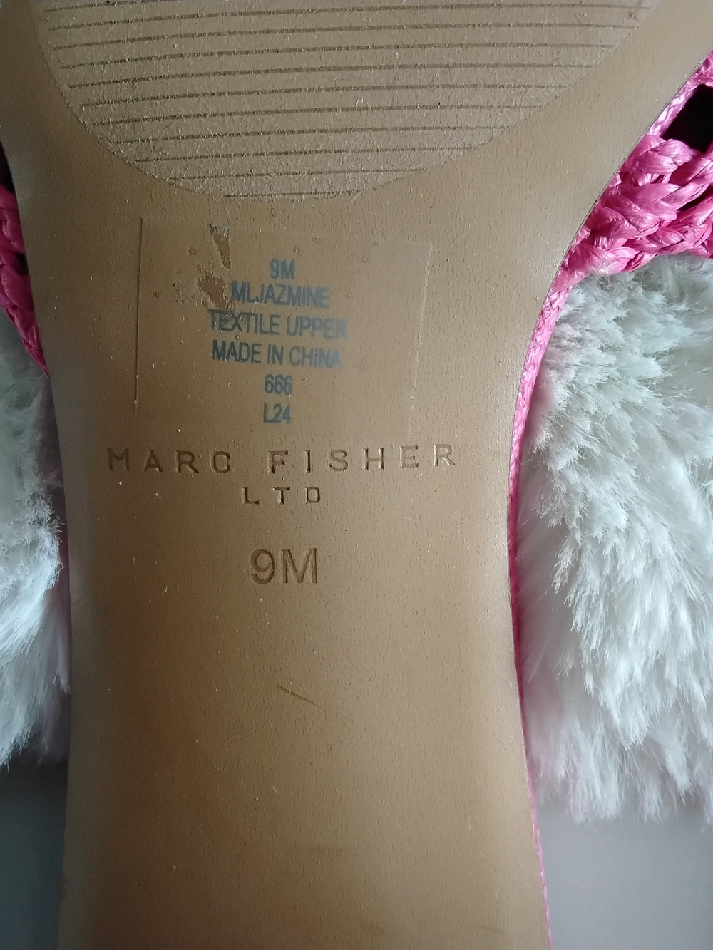 Marc Fisher Pink Woven Strap Heeled Mules - Picture 4 of 4